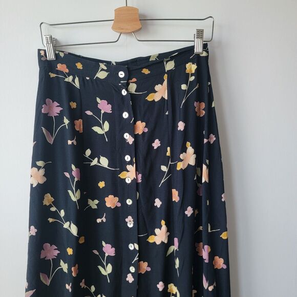 prairie rose womens floral Midi Skirt size 10 Cottage Flowy Button Front A-Line - Picture 3 of 7